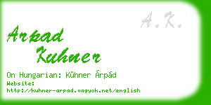 arpad kuhner business card
