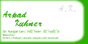 arpad kuhner business card